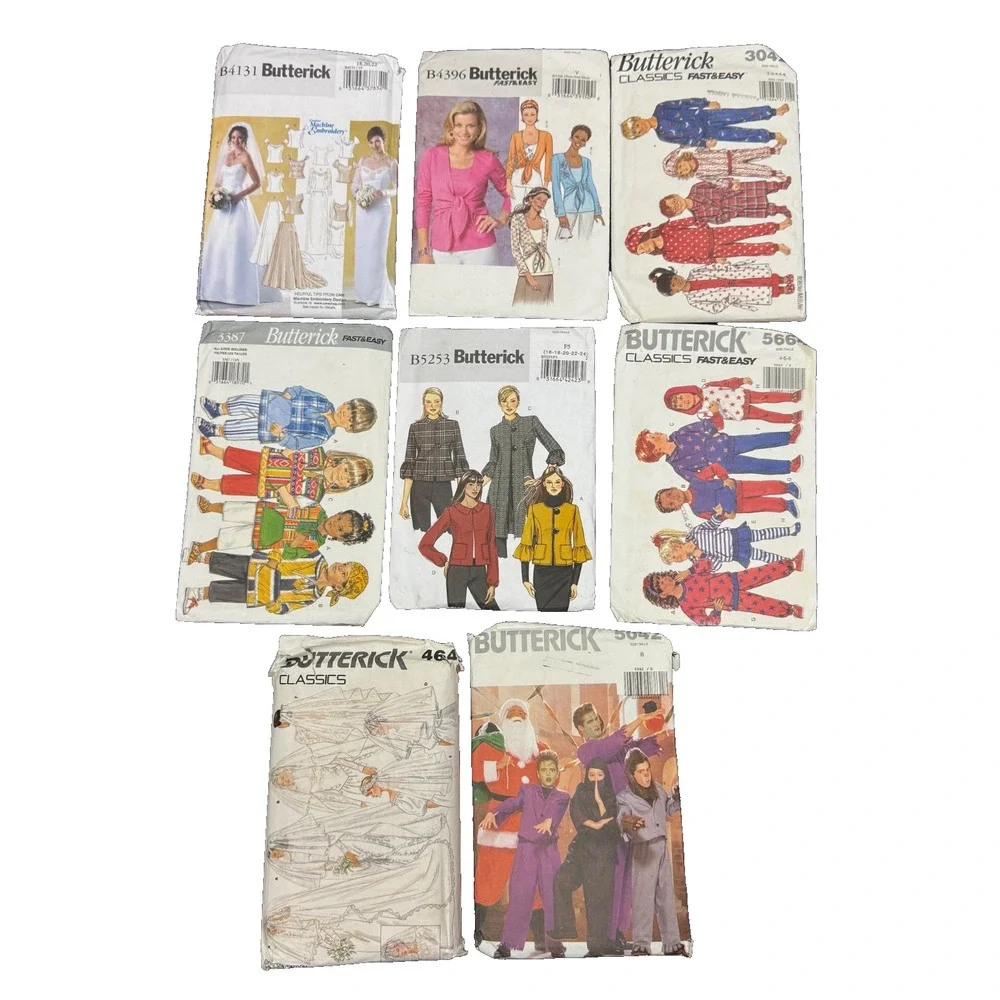 Lot of 8 Butterick Sewing Patterns Set Vintage Collection